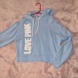 Victoria’s Secret PINK cropped hoodie - sky blue NWOT